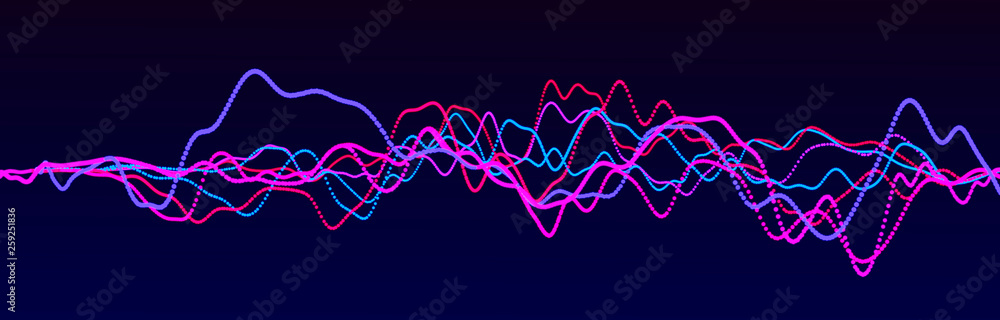 Poster sound wave element. abstract blue digital equalizer. big data visualization. dynamic light flow. 3d 
