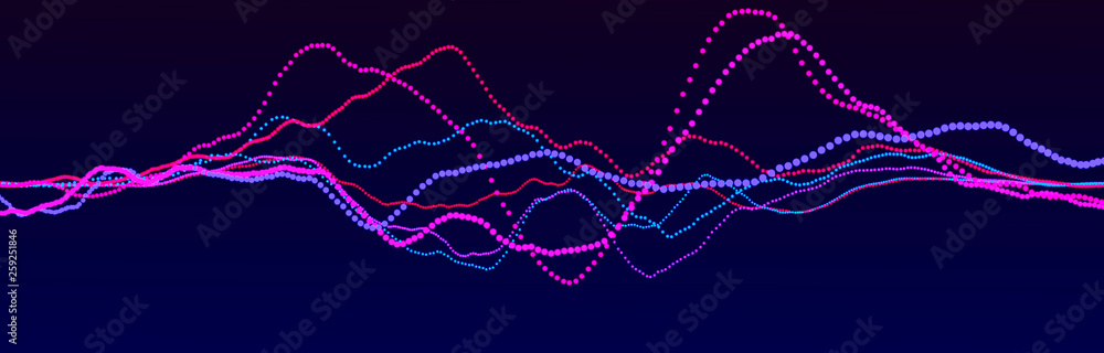 Poster sound wave element. abstract blue digital equalizer. big data visualization. dynamic light flow. 3d 