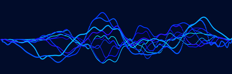 Sound wave element. Abstract blue digital equalizer. Big data visualization. Dynamic light flow. 3d...