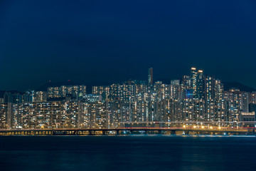 Obraz premium Business Towers and Residential Apartment Buildings in Hong Kong