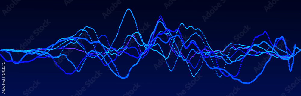 Poster sound wave element. abstract blue digital equalizer. big data visualization. dynamic light flow. 3d 
