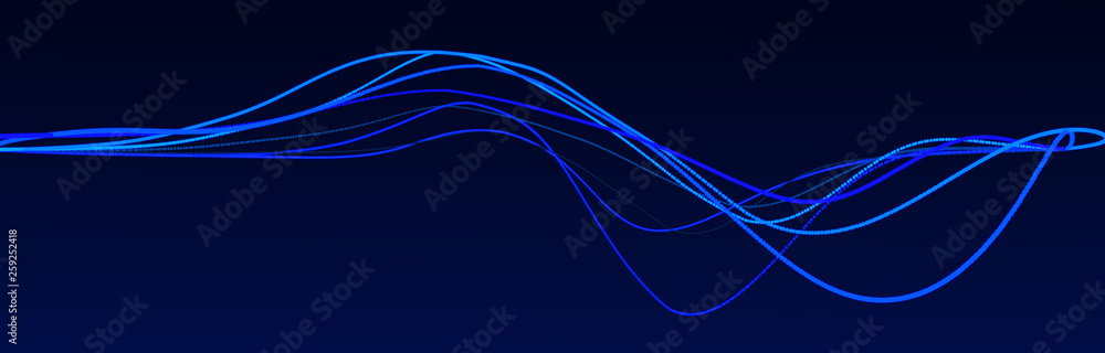 Poster sound wave element. abstract blue digital equalizer. big data visualization. dynamic light flow. 3d 