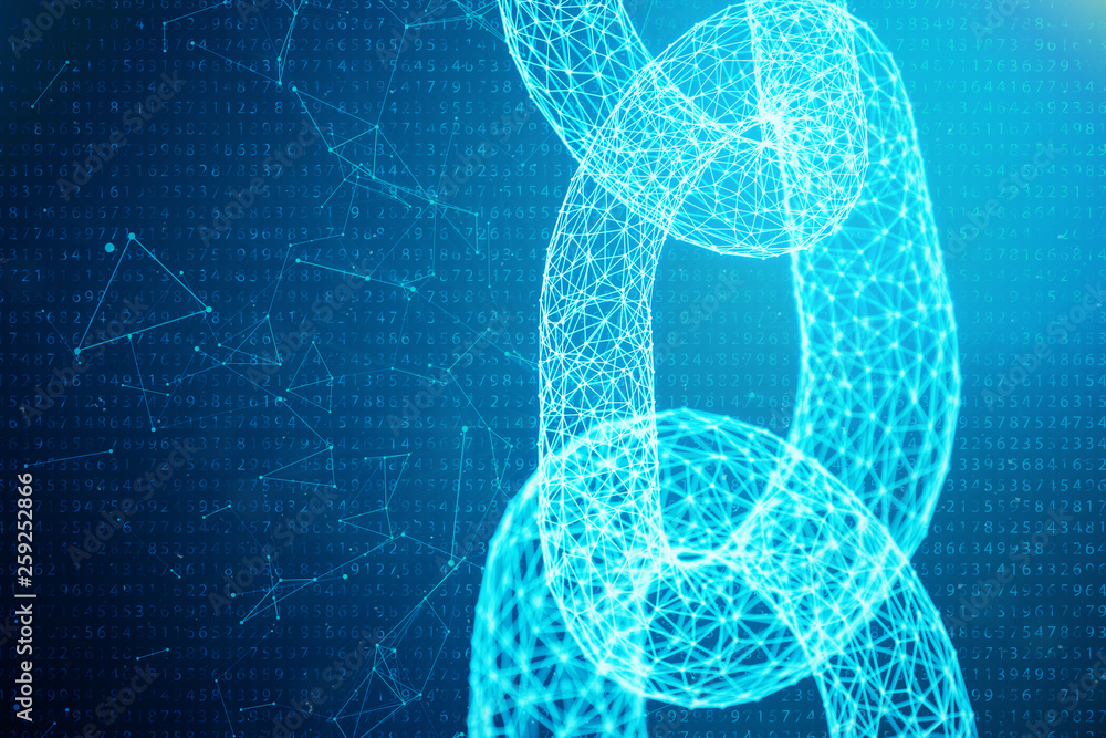 Poster block chain concept, digital block chain technology. cryptocurrency, concept of digital code. chain 
