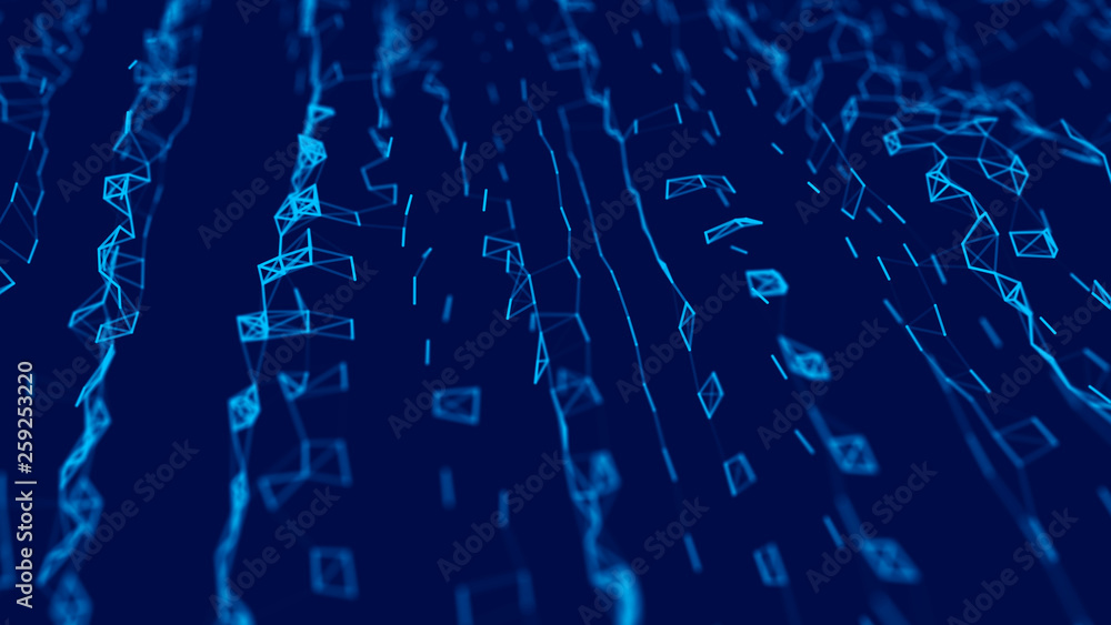 Poster big data visualization. science background. big data complex with compounds. lines plexus
