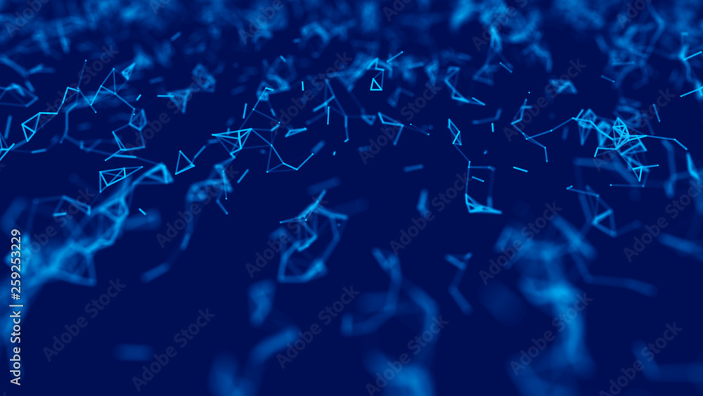 Poster big data visualization. science background. big data complex with compounds. lines plexus