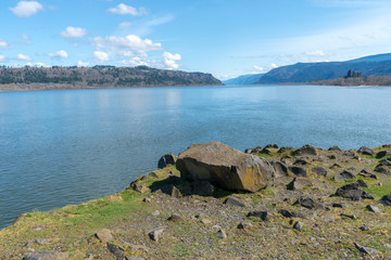 High Point View of Large Mountains Formation From Cliff on a sunny day
