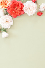 Frame from flower in pastel colors