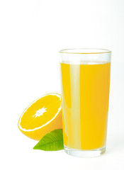 glass jar of fresh orange juice with fresh fruits on dark table