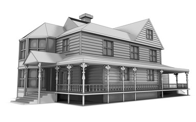 technical rendering of a concept old house 