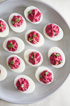 Beet deviled eggs