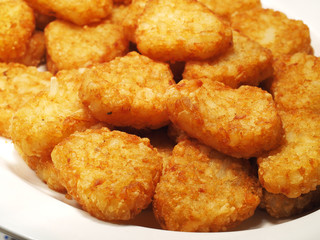 Hash browns in buffet corner    