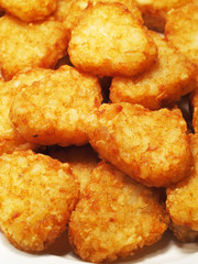 Hash browns in buffet corner    