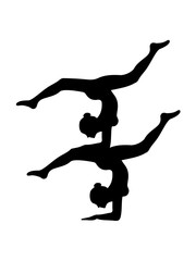 gymnastik team paar 2 freunde zirkus sport turnen ballette mädchen frau weiblich tunerin silhouette logo clipart yoga verein