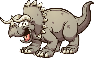 Cartoon triceratops dinosaur clip art. Vector illustration with simple gradients. All in a single layer. 