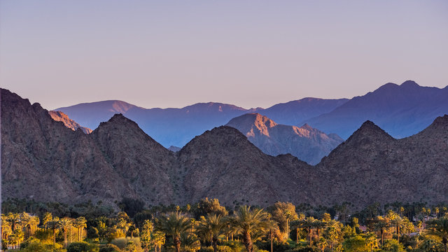 Sunset Landscape in Coachella Valley, Palm Desert, California