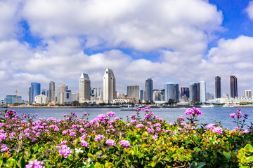 Panoramic view of the downtown San Diego skyline taken from Coronado Island, California