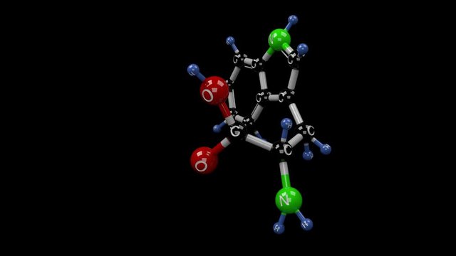 Tryptophan molecule. Molecular structure of L-tryptophan, essential amino acid necessary for normal growth in infants and precursor of serotonin. Alpha channel.