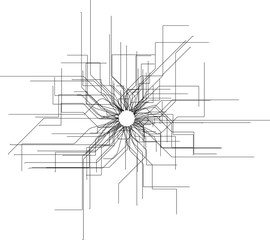 Radial Tech Elements Circular Burst of Rays / Spark