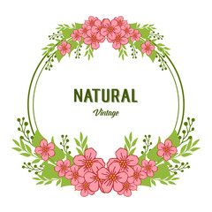 Vector illustration decor natural vintage with artwork pink flower frame