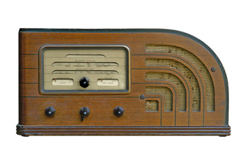 old radio isolated on white background