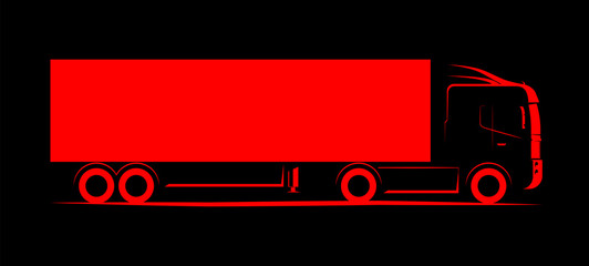truck wagon simple side view schematic image on black background