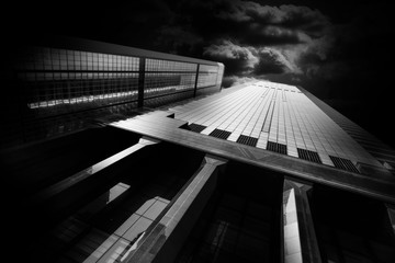 Fototapeta premium Hong Kong. Modern architecture shapes in abstract style. 