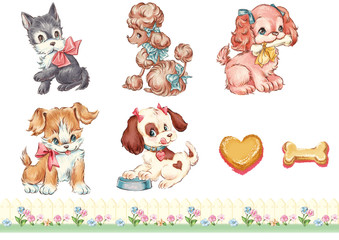 可愛い犬の詰め合わせ・アメリカンタッチ