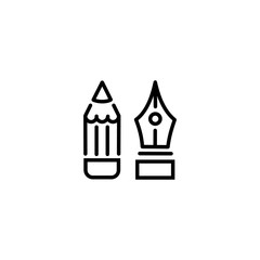 illustration of fountain pen and pencil outline
