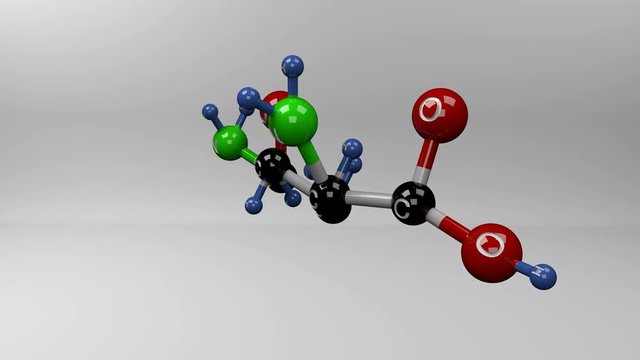 Glutamine molecule. Molecular structure of L-glutamine, non-essential amino acid involved in many metabolic processes.