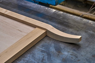 Production of wood furniture. Bathroom vanity cabinet. Furniture manufacture. Close-up