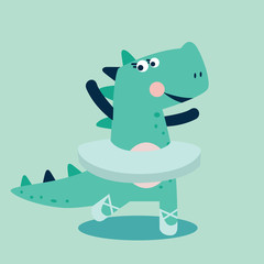 Funny dinosaur ballerina
