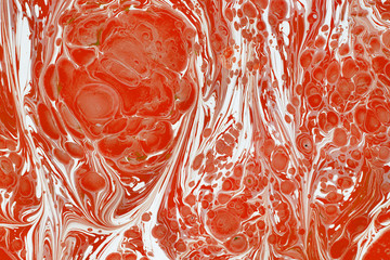 Abstract art of painting.Marble texture natural background.Blurred acrylic paint on water technique Ebru and Suminagashi .Eastern painting technique .
