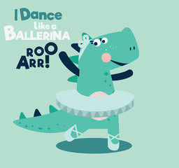 Funny dinosaur ballerina