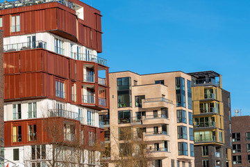 Fototapeta premium Modern apartment houses in the Hafencity in Hamburg, Germany