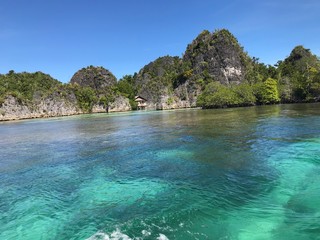 Tropical island in Raja Ampat Papua Indonesia