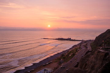 Sunset at Beach in Lima Peru
