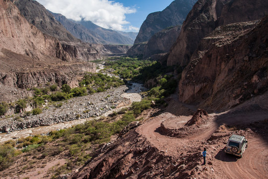 Beautiful and rugged landscape in the Cotahuasi canyon, Arequipa Peru