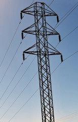 High-voltage powerlines and Tower