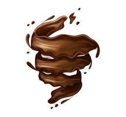 milk chocolate splash. Liquid or chocolate on white background.