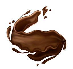 milk chocolate splash. Liquid or chocolate on white background.