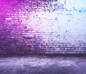 brick interior with neon lights