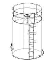 Oil tank outline. Vector rendering of 3d