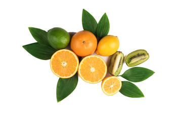 Mix of fresh fruit isolated in white background