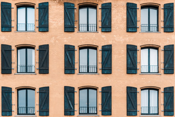 Clear lines on the windows on the building in Copenhagen, Denmark