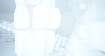 White smooth abstract architectural background. 3D illustration and rendering