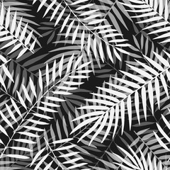 Sewing fabric with Hand drawn vector Black and white palm leaves ...