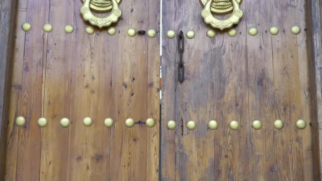 Old Styled Chinese Wooden Gate, Opening