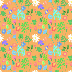 Fototapeta na wymiar Simple flowers seamlessn pattern. Vector illustration.