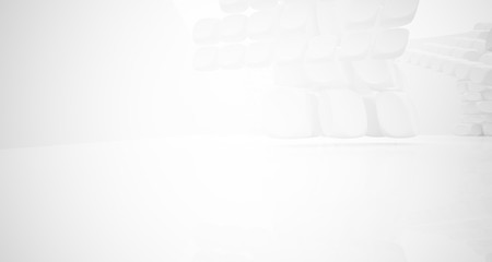 White smooth abstract architectural background. 3D illustration and rendering