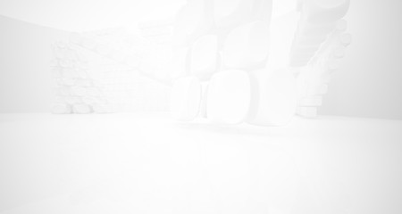 White smooth abstract architectural background. 3D illustration and rendering